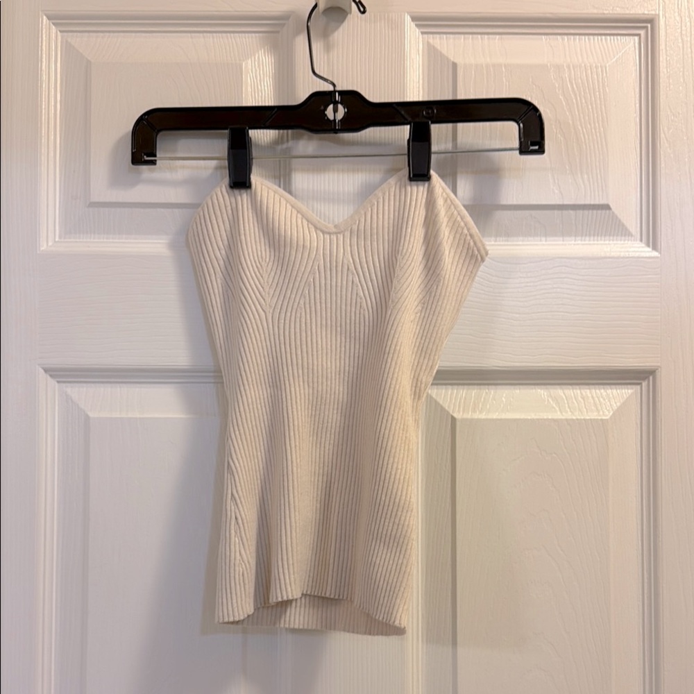 Elegant H&M Cream Sweater Material Ribbed Women’s Strapless Top